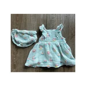 Baby Angel Dear Muslin Ruffle Bubble Cupcakes 2pc Dress Size 6-12 Months‎
